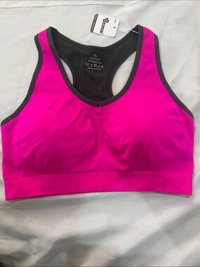Baomosi Hot Pink/Black Seamless Racerback Sports Bra